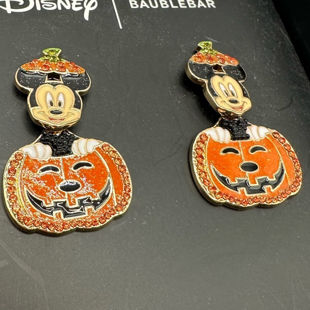 BaubleBar Disney Mickey in Jack-o’-lantern earrings NIB